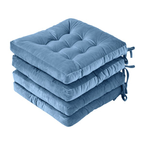 Vivienne Velvet Seat Cushion 4 Pack Mineral Blue