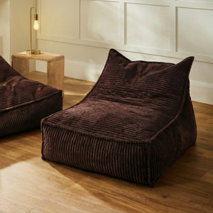 Wilde Ribbed Luxe Fleece Bean Bag Lounge Cover Chestnut Brown