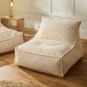 Wilde Ribbed Luxe Fleece Bean Bag Lounge Cover Vanilla Cream