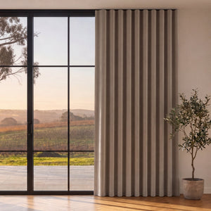 Byron Matte Velvet 100% Blockout S-Fold Curtain in Oat