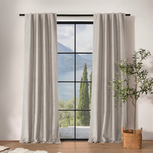 Byron Matte Velvet 100% Blockout Concealed Tab Top Curtains Twin Pack in Oat