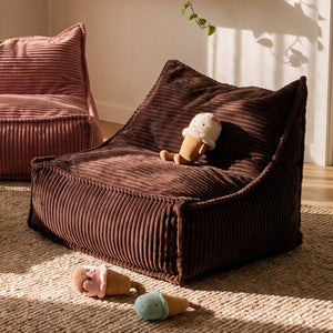 Mini Wilde Ribbed Luxe Fleece Beanbag Lounge Cover Chestnut Brown