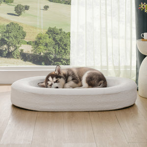 Marlo Orthopedic Bolster Boucle Dog Bed White