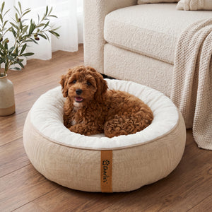 Camden Cotton Jute Plush Round Dog Bed