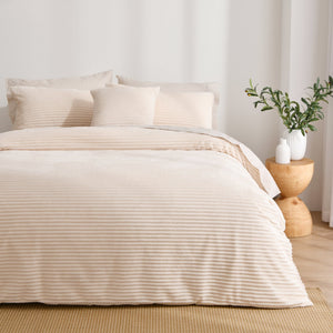 Embossed Fleece Quilt Cover Set Vanilla