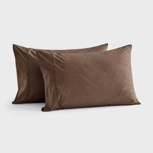 300TC Cotton Percale Standard Pillowcase Chocolate Twin Pack