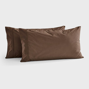 300TC Cotton Percale King Pillowcase Chocolate Twin Pack