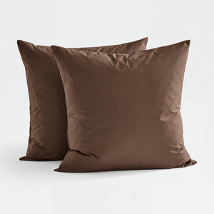 300TC Cotton Percale Euro Pillowcase Chocolate Twin Pack