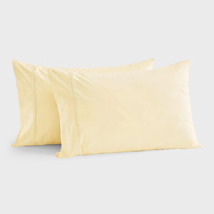300TC Cotton Percale Standard Pillowcase Butter Yellow Twin Pack