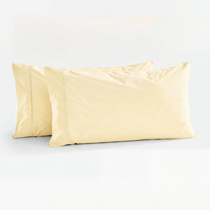 300TC Cotton Percale King Pillowcase Butter Yellow Twin Pack