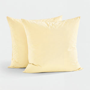 300TC Cotton Percale Euro Pillowcase Butter Yellow Twin Pack