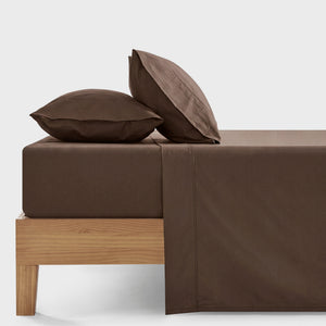 300TC Cotton Percale Sheet Set Chocolate