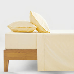300TC Cotton Percale Sheet Set Butter Yellow