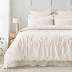 Bonnie Washed Cotton Quilt Cover Set with Bows White
