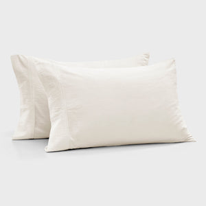 Bonnie Washed Cotton Standard Pillowcase Twin Pack White 48x73cm