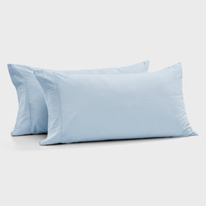 Bonnie Washed Cotton King Pillowcase Twin Pack Sky 50x90cm