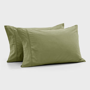 Bonnie Washed Cotton Standard Pillowcase Twin Pack Olive 48x73cm