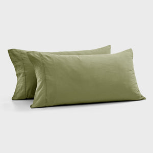 Bonnie Washed Cotton King Pillowcase Twin Pack Olive 50x90cm