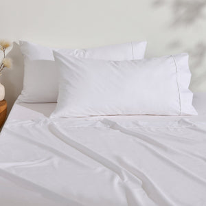 250TC Cotton & Recycled Polyester Blend Standard Pillowcase Twin Pack White