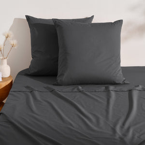 250TC Cotton & Recycled Polyester Blend European Pillowcase Twin Pack Charcoal