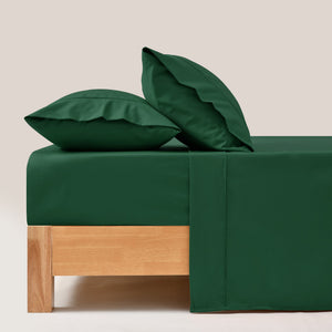 250TC Cotton & Recycled Polyester Blend Sheet Set Hunter Green