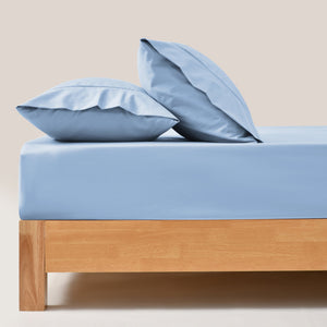 250TC Cotton & Recycled Polyester Blend Fitted Sheet Set Pale Blue