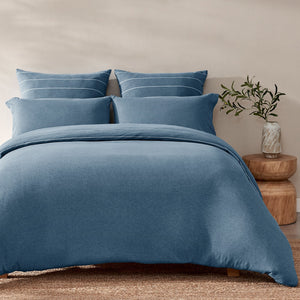 Jersey Luxe 100% Cotton Reversible Quilt Cover Set Denim