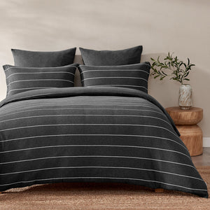 Jersey Luxe 100% Cotton Reversible Quilt Cover Set Charcoal