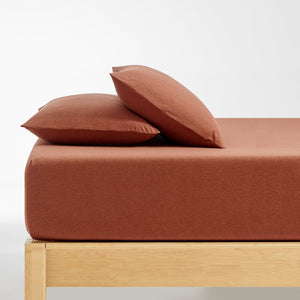 Jersey Luxe 100% Cotton Combo Fitted Sheet Set Rust