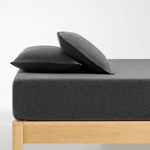 Jersey Luxe 100% Cotton Combo Fitted Sheet Set Charcoal