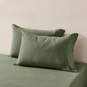 Jersey Luxe 100% Cotton Standard Pillowcase Twin Pack Olive