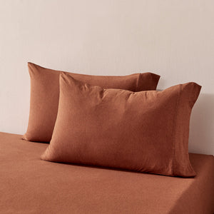 Jersey Luxe 100% Cotton Standard Pillowcase Twin Pack Rust