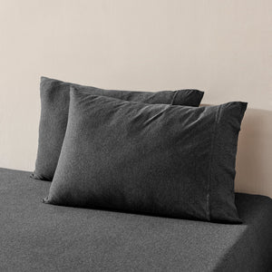 Jersey Luxe 100% Cotton Standard Pillowcase Twin Pack Charcoal
