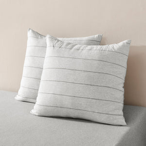 Jersey Luxe 100% Cotton European Pillowcase Twin Pack Silver Grey