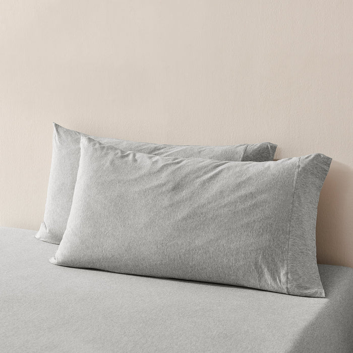Jersey Luxe 100% Cotton King Pillowcase Twin Pack Silver Grey