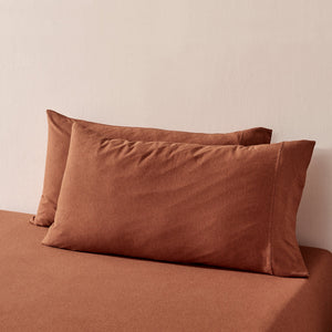 Jersey Luxe 100% Cotton King Pillowcase Twin Pack Rust