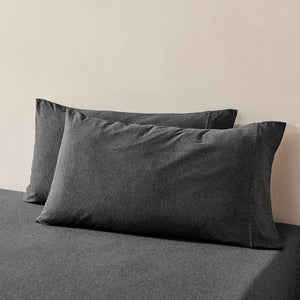 Jersey Luxe 100% Cotton King Pillowcase Twin Pack Charcoal