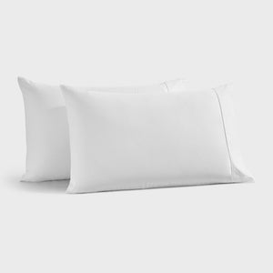 400TC Premium Cotton Sateen Standard Pillowcase White Twin Pack