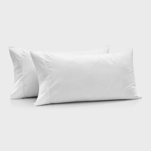400TC Premium Cotton Sateen King Pillowcase White Twin Pack