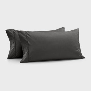 400TC Premium Cotton Sateen King Pillowcase Charcoal Twin Pack
