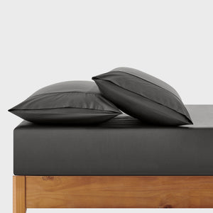 400TC Premium Cotton Sateen Fitted Sheet Set Charcoal