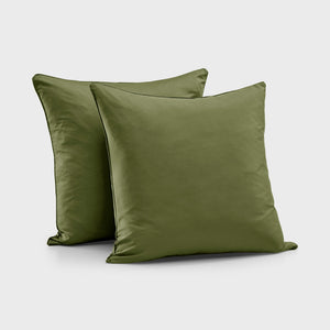 400TC Premium Cotton Sateen Piped European Pillowcase Olive Twin Pack