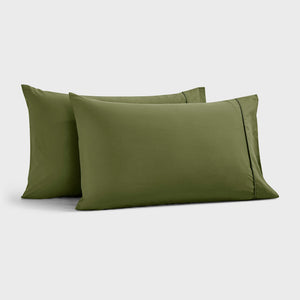 400TC Premium Cotton Sateen Standard Pillowcase Olive Twin Pack