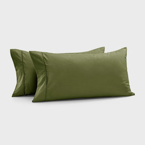 400TC Premium Cotton Sateen King Pillowcase Olive Twin Pack