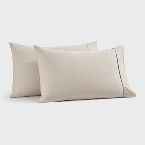 400TC Premium Cotton Sateen Standard Pillowcase Oatmeal Twin Pack