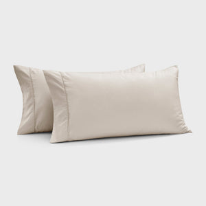 400TC Premium Cotton Sateen King Pillowcase Oatmeal Twin Pack