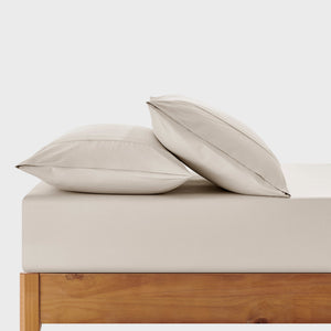 400TC Premium Cotton Sateen Fitted Sheet Set in Oatmeal