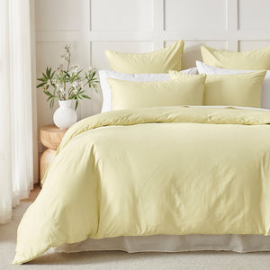 400TC Premium Cotton Sateen Piped Quilt Cover Set in Citron