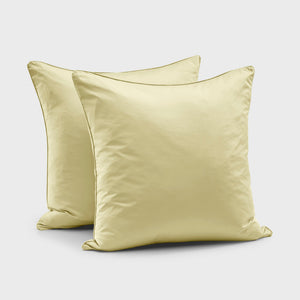400TC Premium Cotton Sateen Piped European Pillowcase Citron Twin Pack