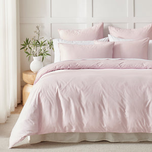 400TC Premium Cotton Sateen Piped Quilt Cover Set in Petal